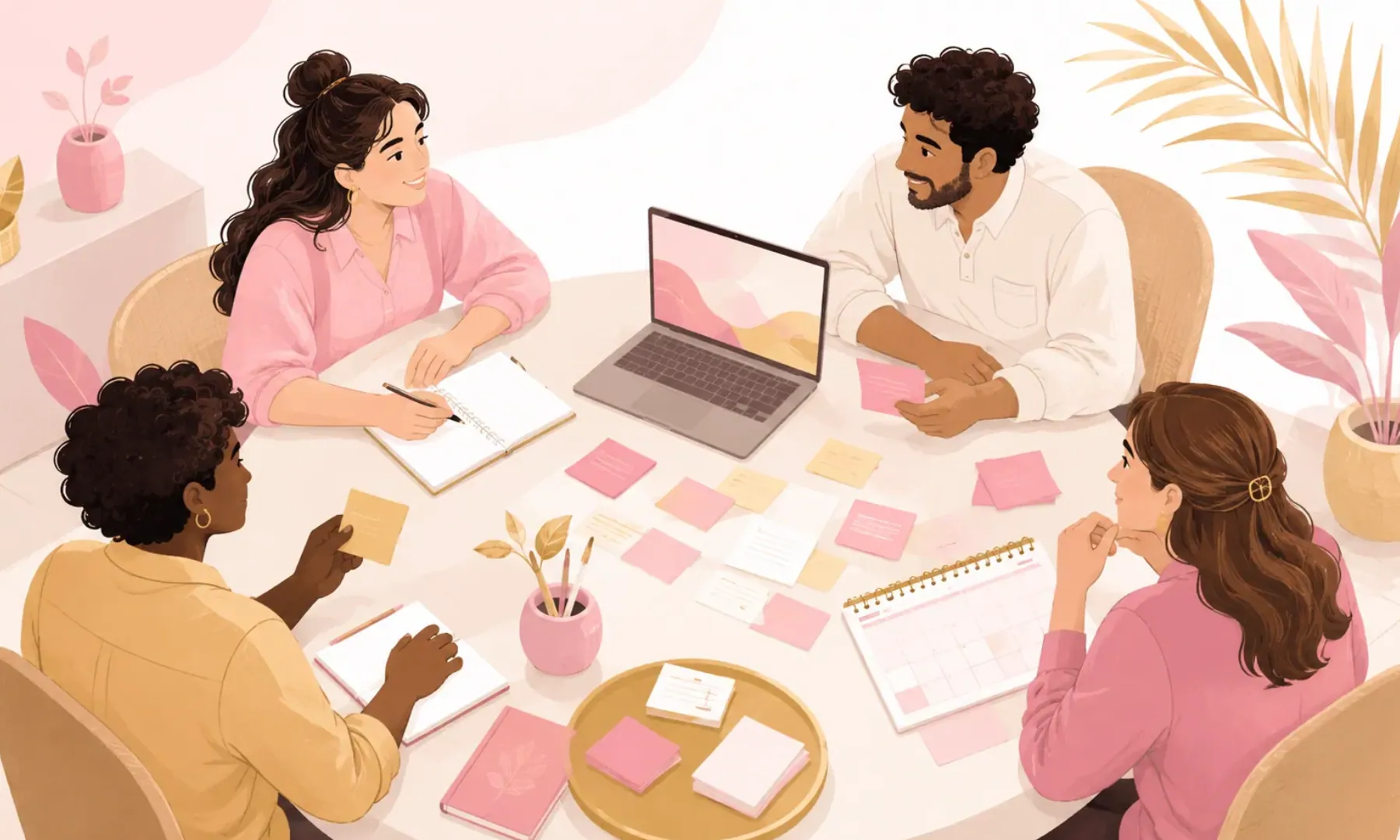 Personas organizando ideas para una colaboración social